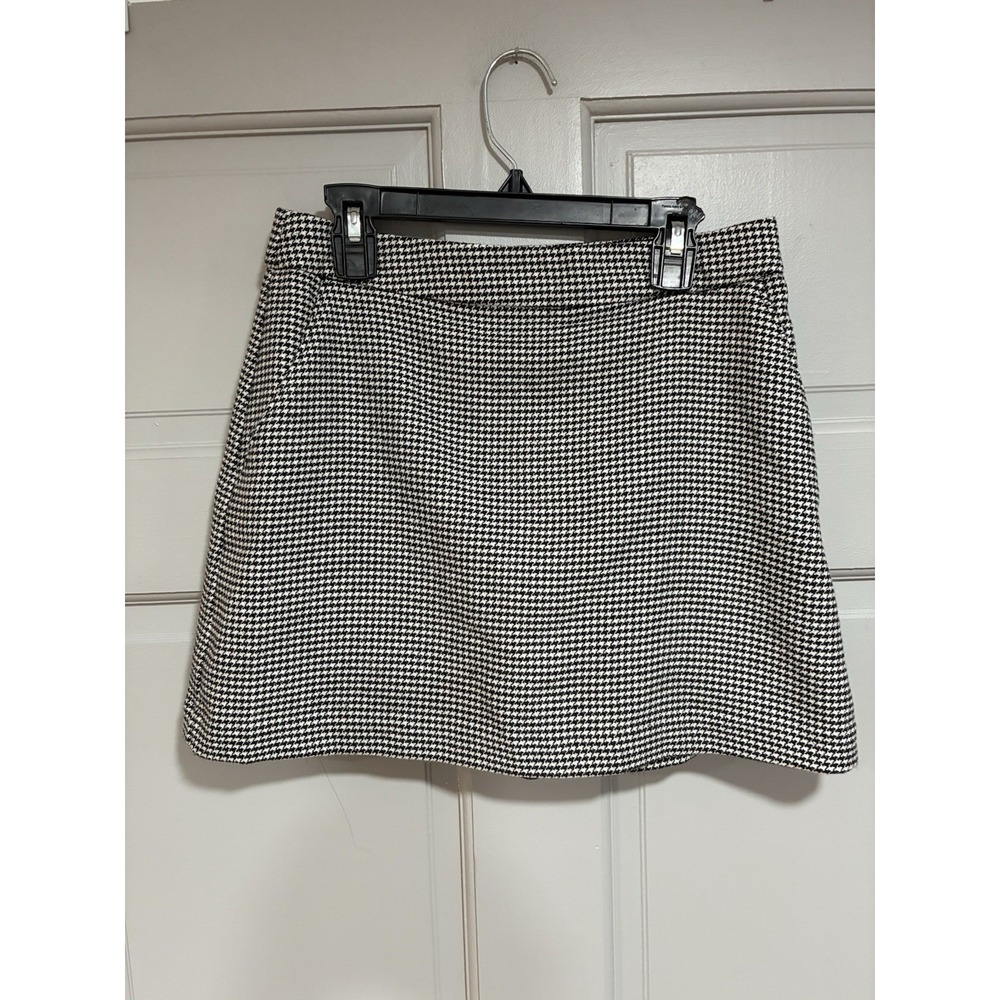 Abercrombie & Fitch Women Black White Gingham A-Line Skirt Small Zipper Preppy